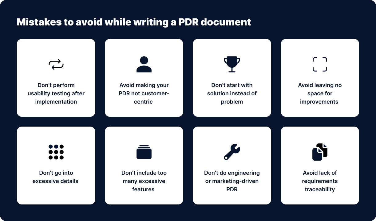 mistakes of PDR creation